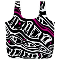 Magenta, Black And White Abstract Art Full Print Recycle Bags (l)  by Valentinaart