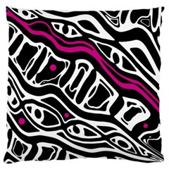 Magenta, Black And White Abstract Art Large Flano Cushion Case (one Side) by Valentinaart