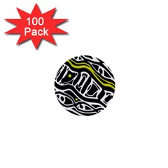 Yellow, Black And White Abstract Art 1  Mini Buttons (100 Pack)  by Valentinaart