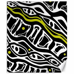 Yellow, Black And White Abstract Art Canvas 8  X 10  by Valentinaart