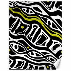 Yellow, Black And White Abstract Art Canvas 12  X 16   by Valentinaart