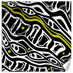 Yellow, Black And White Abstract Art Canvas 16  X 16   by Valentinaart