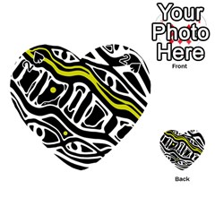 Yellow, Black And White Abstract Art Playing Cards 54 (heart) 