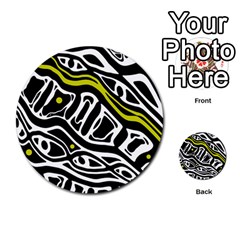 Yellow, Black And White Abstract Art Multi-purpose Cards (round)  by Valentinaart