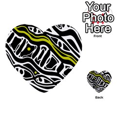 Yellow, Black And White Abstract Art Multi-purpose Cards (heart) 