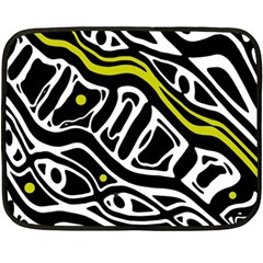 Yellow, Black And White Abstract Art Fleece Blanket (mini) by Valentinaart