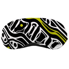 Yellow, Black And White Abstract Art Sleeping Masks by Valentinaart