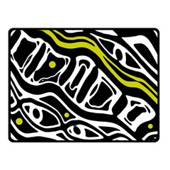 Yellow, Black And White Abstract Art Fleece Blanket (small) by Valentinaart