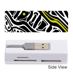 Yellow, Black And White Abstract Art Memory Card Reader (stick)  by Valentinaart