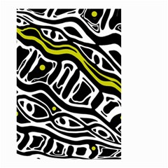 Yellow, Black And White Abstract Art Small Garden Flag (two Sides) by Valentinaart