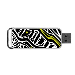 Yellow, Black And White Abstract Art Portable Usb Flash (one Side) by Valentinaart