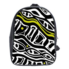 Yellow, Black And White Abstract Art School Bags (xl)  by Valentinaart