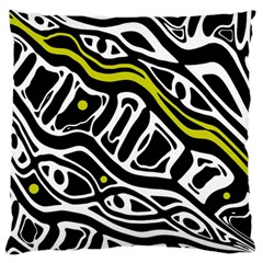 Yellow, Black And White Abstract Art Standard Flano Cushion Case (two Sides) by Valentinaart