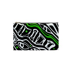 Green, Black And White Abstract Art Cosmetic Bag (small)  by Valentinaart