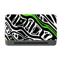 Green, Black And White Abstract Art Memory Card Reader With Cf by Valentinaart