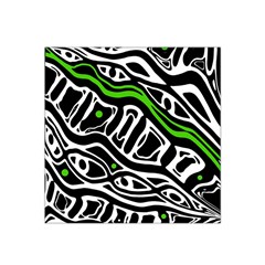 Green, Black And White Abstract Art Satin Bandana Scarf by Valentinaart