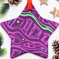 Purple And Green Abstract Art Ornament (star)  by Valentinaart