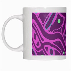 Purple And Green Abstract Art White Mugs by Valentinaart