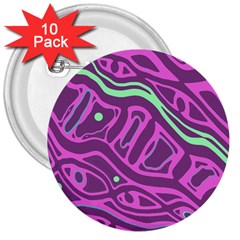 Purple And Green Abstract Art 3  Buttons (10 Pack)  by Valentinaart