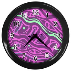 Purple And Green Abstract Art Wall Clocks (black) by Valentinaart