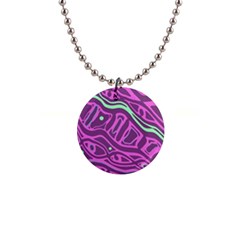 Purple And Green Abstract Art Button Necklaces by Valentinaart