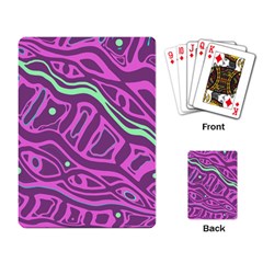 Purple And Green Abstract Art Playing Card by Valentinaart