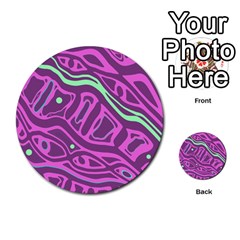 Purple And Green Abstract Art Multi-purpose Cards (round) 