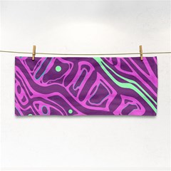 Purple And Green Abstract Art Hand Towel by Valentinaart