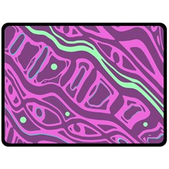 Purple And Green Abstract Art Double Sided Fleece Blanket (large)  by Valentinaart