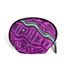 Purple And Green Abstract Art Accessory Pouches (small)  by Valentinaart