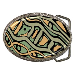 Green Abstract Art Belt Buckles by Valentinaart