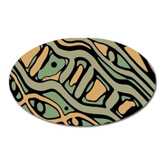 Green Abstract Art Oval Magnet by Valentinaart