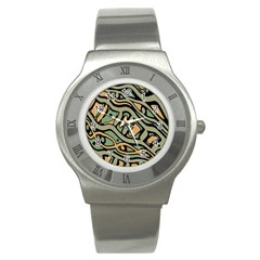 Green Abstract Art Stainless Steel Watch by Valentinaart