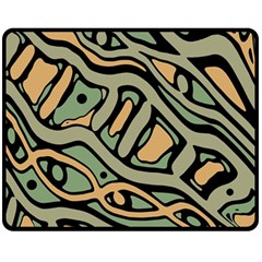 Green Abstract Art Double Sided Fleece Blanket (medium)  by Valentinaart