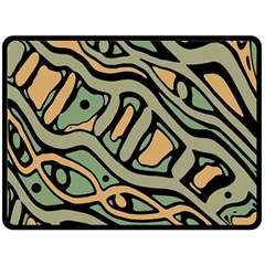 Green Abstract Art Double Sided Fleece Blanket (large)  by Valentinaart