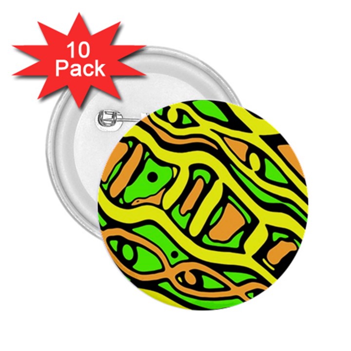 Yellow, green and oragne abstract art 2.25  Buttons (10 pack) 