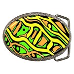 Yellow, green and oragne abstract art Belt Buckles Front