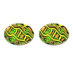 Yellow, Green And Oragne Abstract Art Cufflinks (oval) by Valentinaart