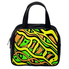 Yellow, Green And Oragne Abstract Art Classic Handbags (one Side) by Valentinaart