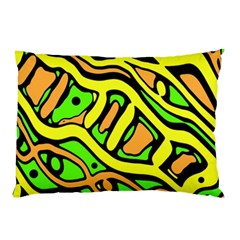 Yellow, Green And Oragne Abstract Art Pillow Case by Valentinaart