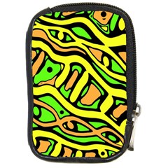 Yellow, Green And Oragne Abstract Art Compact Camera Cases by Valentinaart