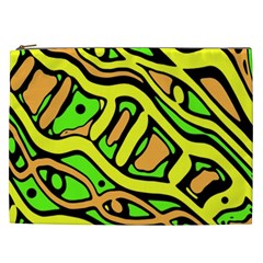 Yellow, Green And Oragne Abstract Art Cosmetic Bag (xxl)  by Valentinaart