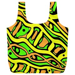 Yellow, Green And Oragne Abstract Art Full Print Recycle Bags (l)  by Valentinaart