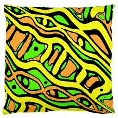 Yellow, Green And Oragne Abstract Art Standard Flano Cushion Case (one Side) by Valentinaart