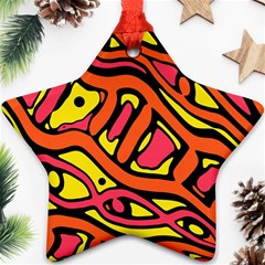 Orange Hot Abstract Art Ornament (star)  by Valentinaart