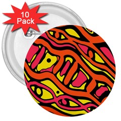 Orange Hot Abstract Art 3  Buttons (10 Pack)  by Valentinaart