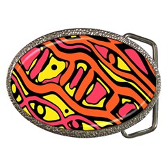 Orange Hot Abstract Art Belt Buckles