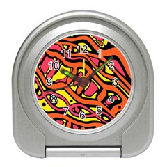 Orange Hot Abstract Art Travel Alarm Clocks by Valentinaart