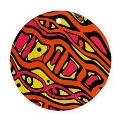 Orange Hot Abstract Art Round Ornament (two Sides)  by Valentinaart