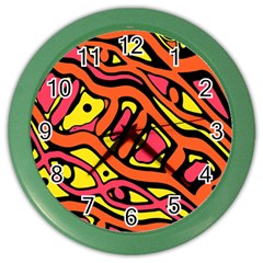 Orange Hot Abstract Art Color Wall Clocks by Valentinaart